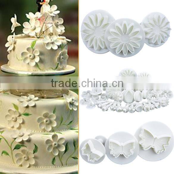 33 PCs Fondant Heart Shaped Cake Cutter Ejector Stamp Modeling border decoration fondant marzipan Plunger Cutter