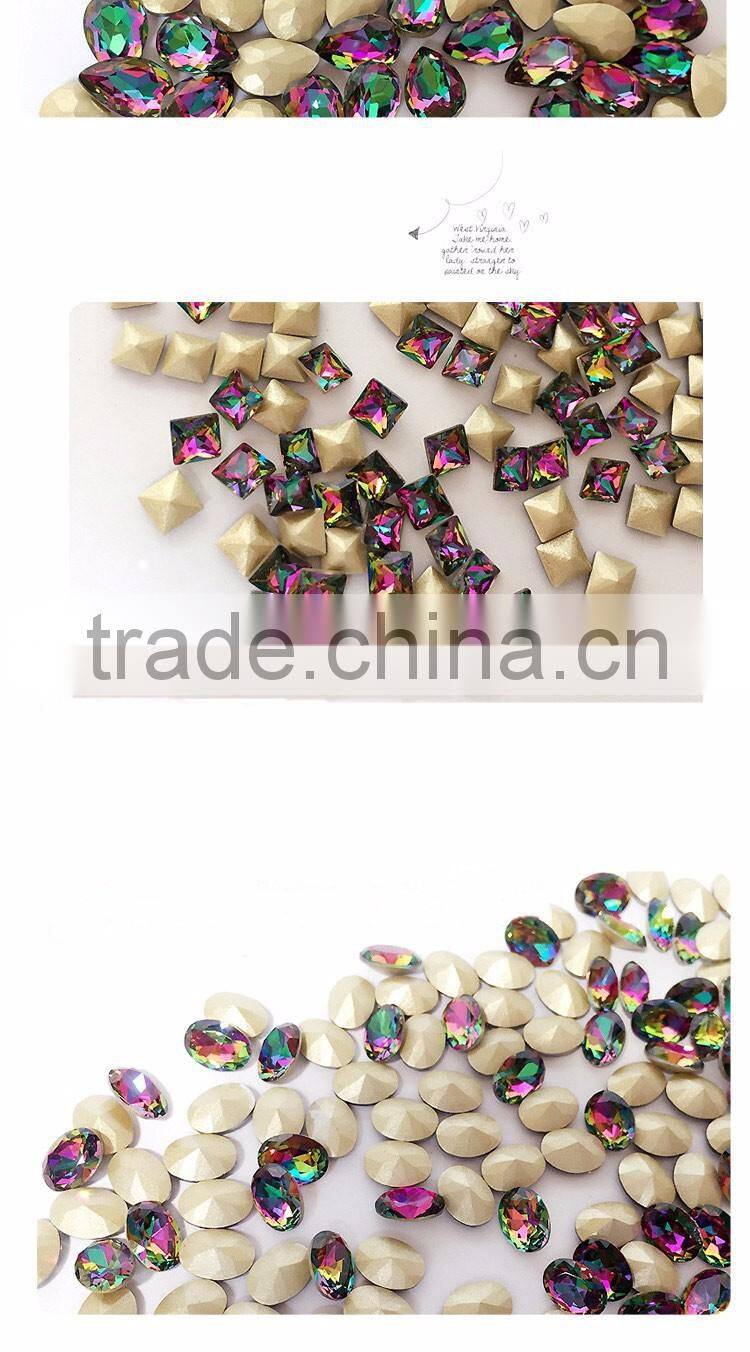 3D Nail Art DIY Decoration Luxury Crystal Colorful Flame Round & Rhombus Pattern Rhinestone & Decoration For Manicure Tools
