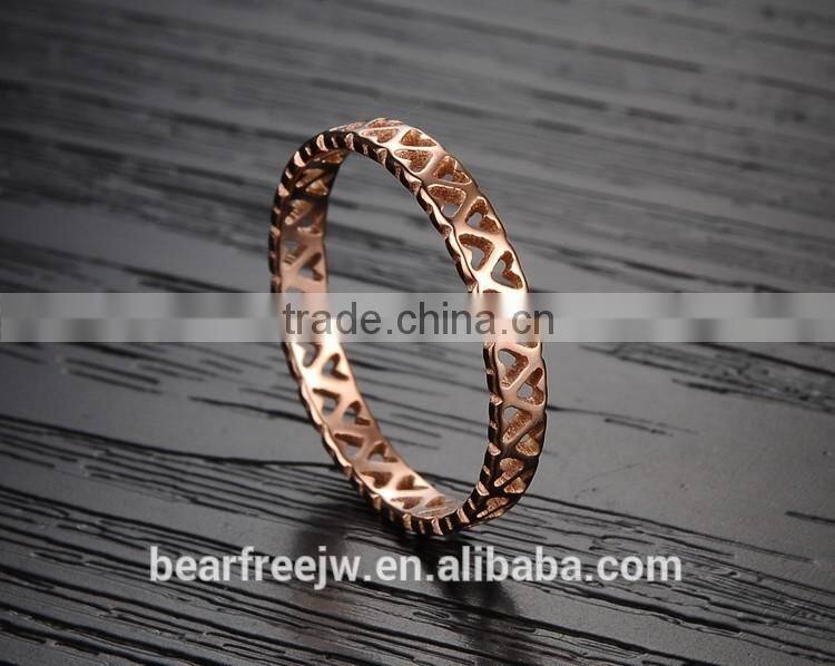 Fashion Women Rose Gold Plated 316L Stainless Steel High Polished Camellia Pierced Ring