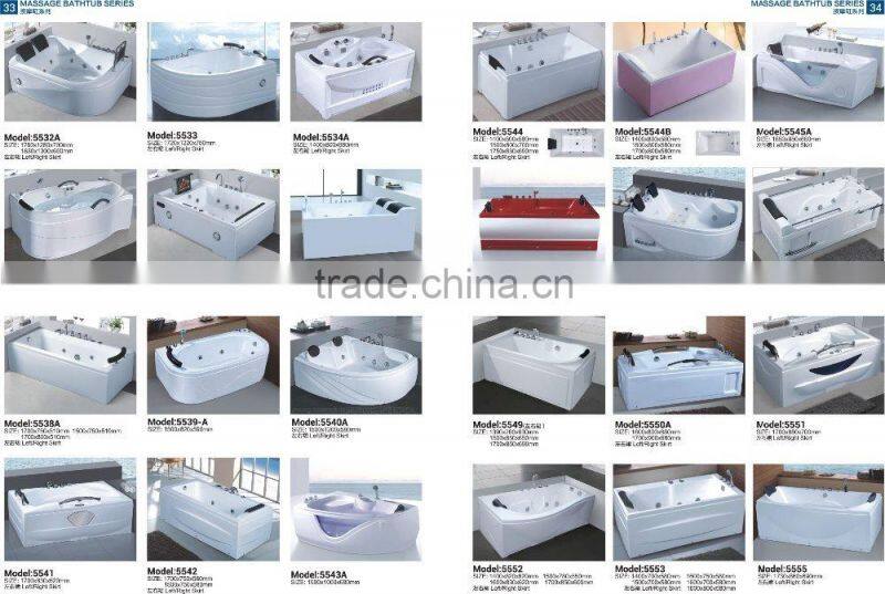 Crystal Pink Free Standing Triangle Two People Massage Arylic Bathroom Bathtub with Pillow