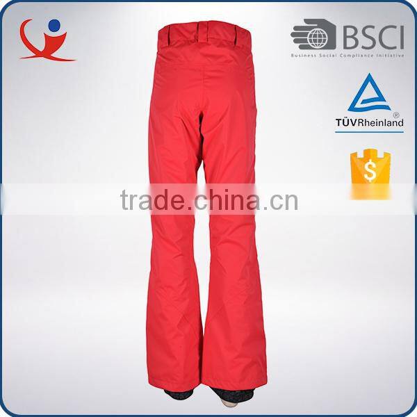 Custom red color waterproof winter outdoor ski women hiking pants