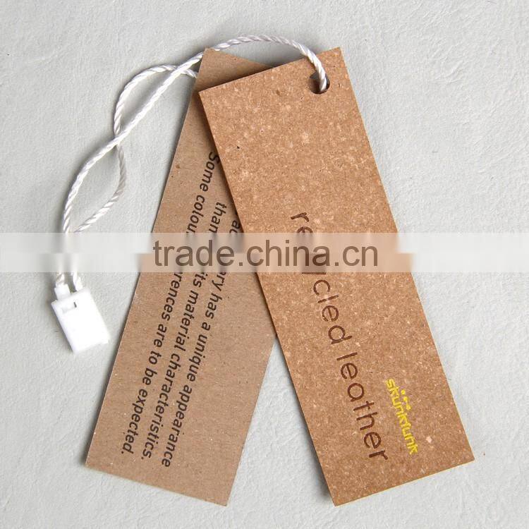 Recycled paper hang tags for lether top coat