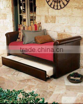 Upholstered Leather Daybed with Trundle