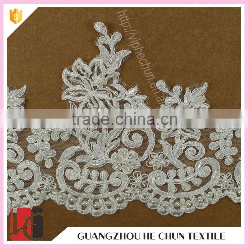 HC-1880-1 Hechun Natural White Color New Fashion Stretch Lace Bridal Trim