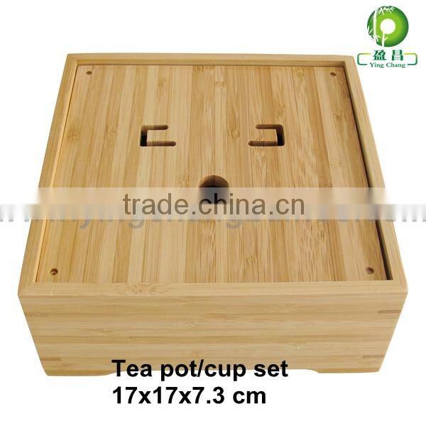 bamboo box with lid Asian tea box travel tea set