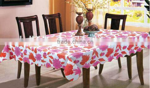 printed 52" round Vinyl table cloth with flannel backing, cheap price and good quality table cover