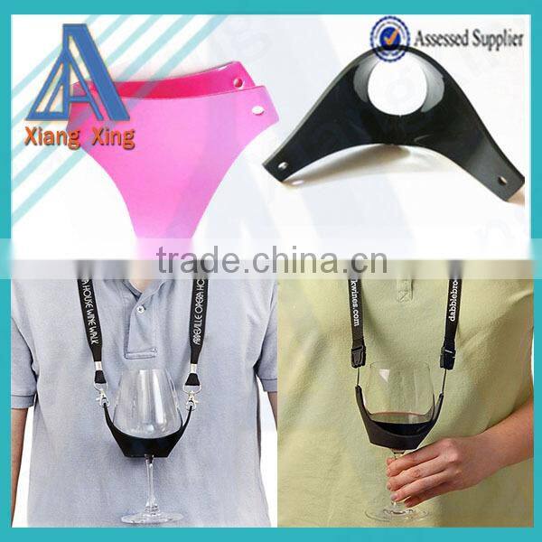 Novelty Green Exibitional product cheap PVC wine glass lanyard created your owner brand