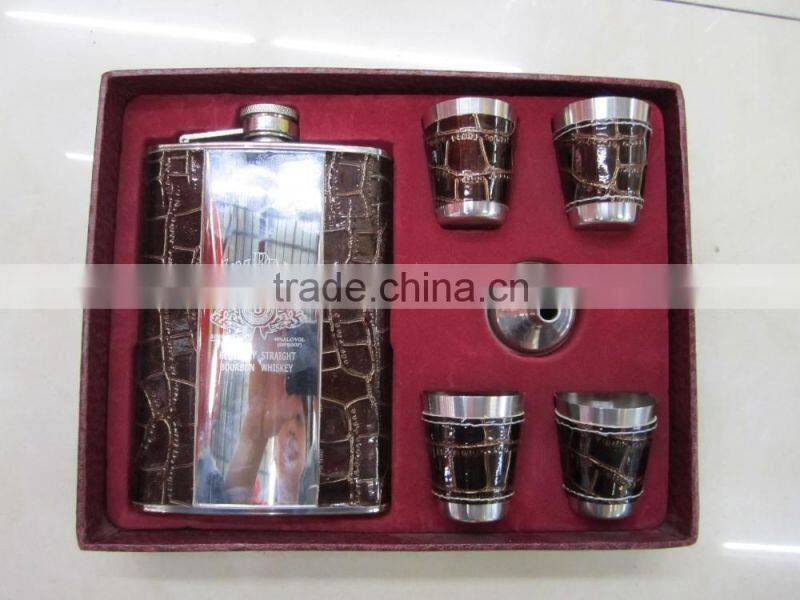9oz and 18oz hip flask add to four cups and a Funnel in gift set box