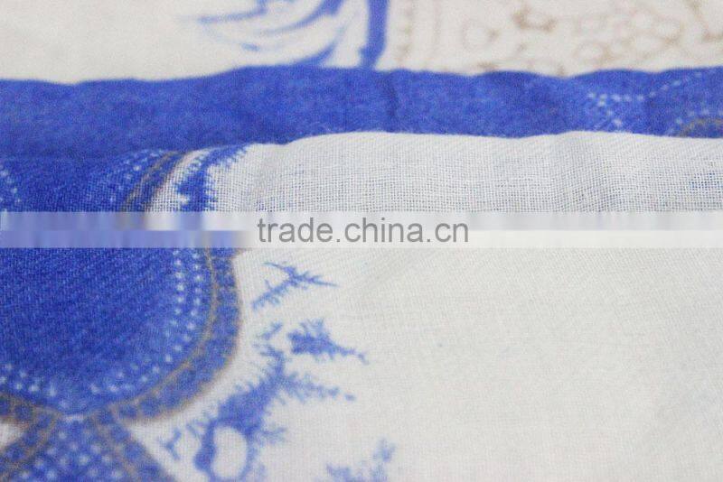 paisley design blue and white printed 2015 spring scarf
