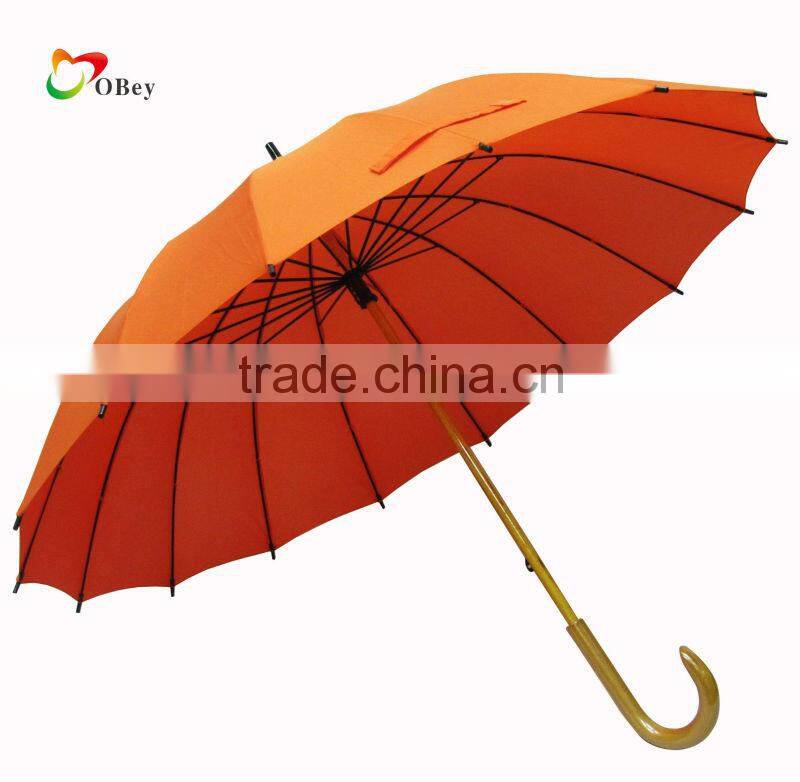 16 panels wooden fashionable rain umbrella