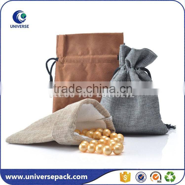 New Various Colors Jute Drawstring Pouch Custom Logo Made in China