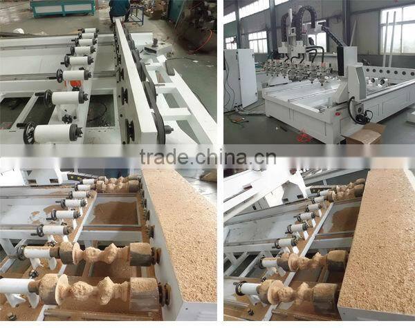 4 Axis CNC Wood Engraving Machine with 8 Rotaries, 2.2KW Spindles, Servo Motor Drive