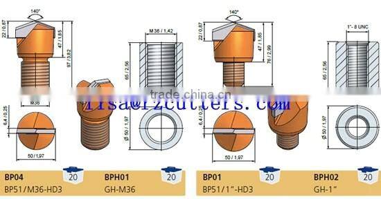 BP04/BP01/BP10/BP51mining bits rotary auger bits rock drilling bits