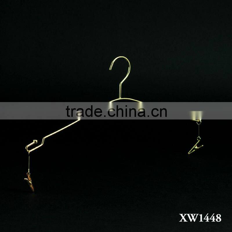 Japanese Metallic Golden Lingerie Hanger with Clips for Luxury Sports Wear