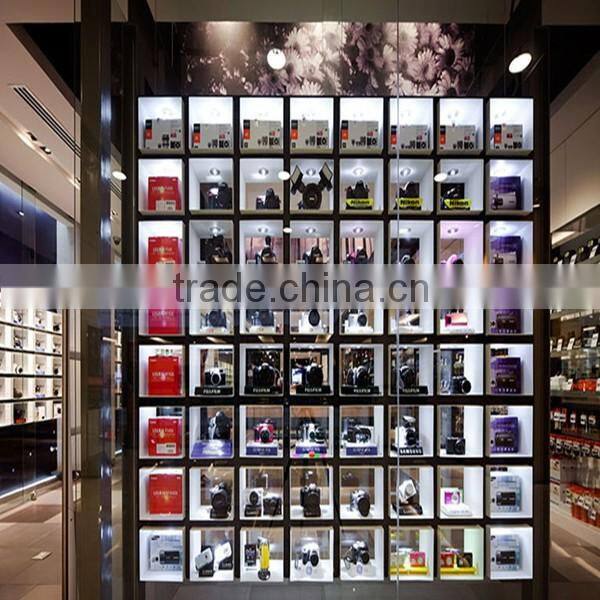glass and wood camera and vicabinet display cabinet