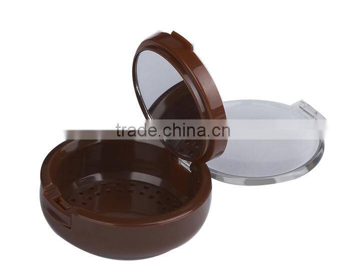 plastic compact powder container, with mirror