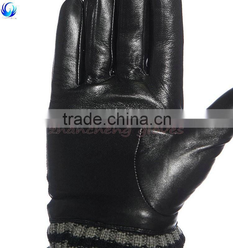 Classic fashion winter warm mens cashmere lined goatskin leather gloves with great price