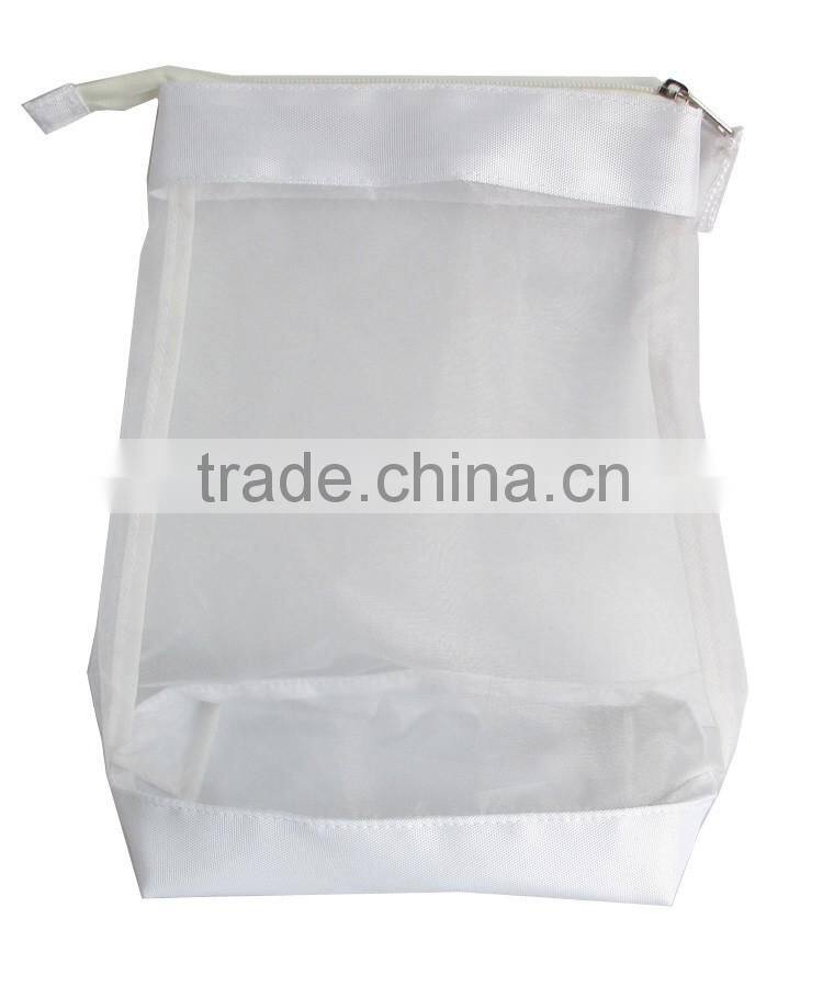 2016 NEW arrival cheap price wholesale nylon mesh vanity bag for promotion,white nylon mesh for main body
