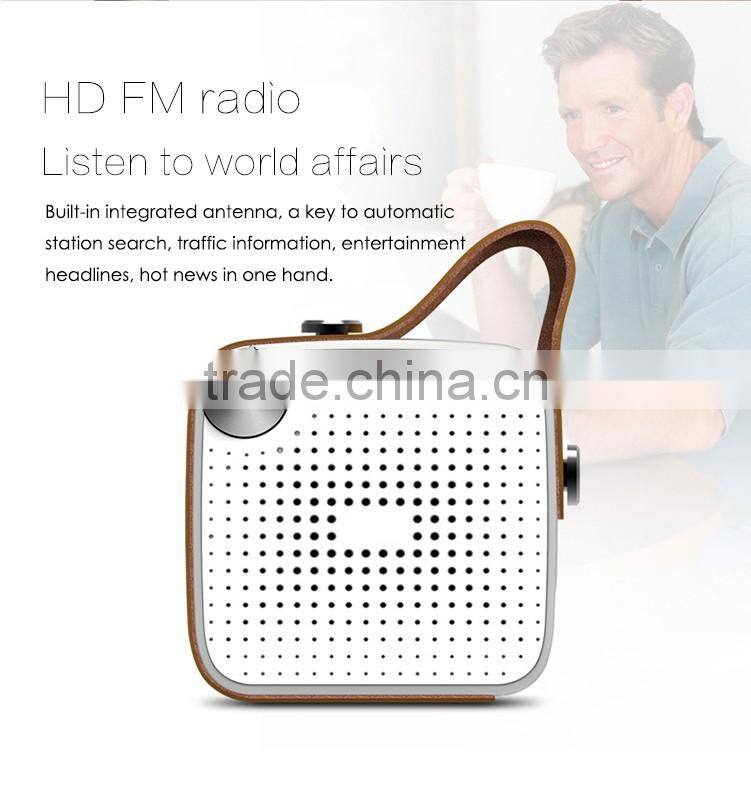 2016 Hot selling Bluetooth powered speaker HD stereo sound with leather handle