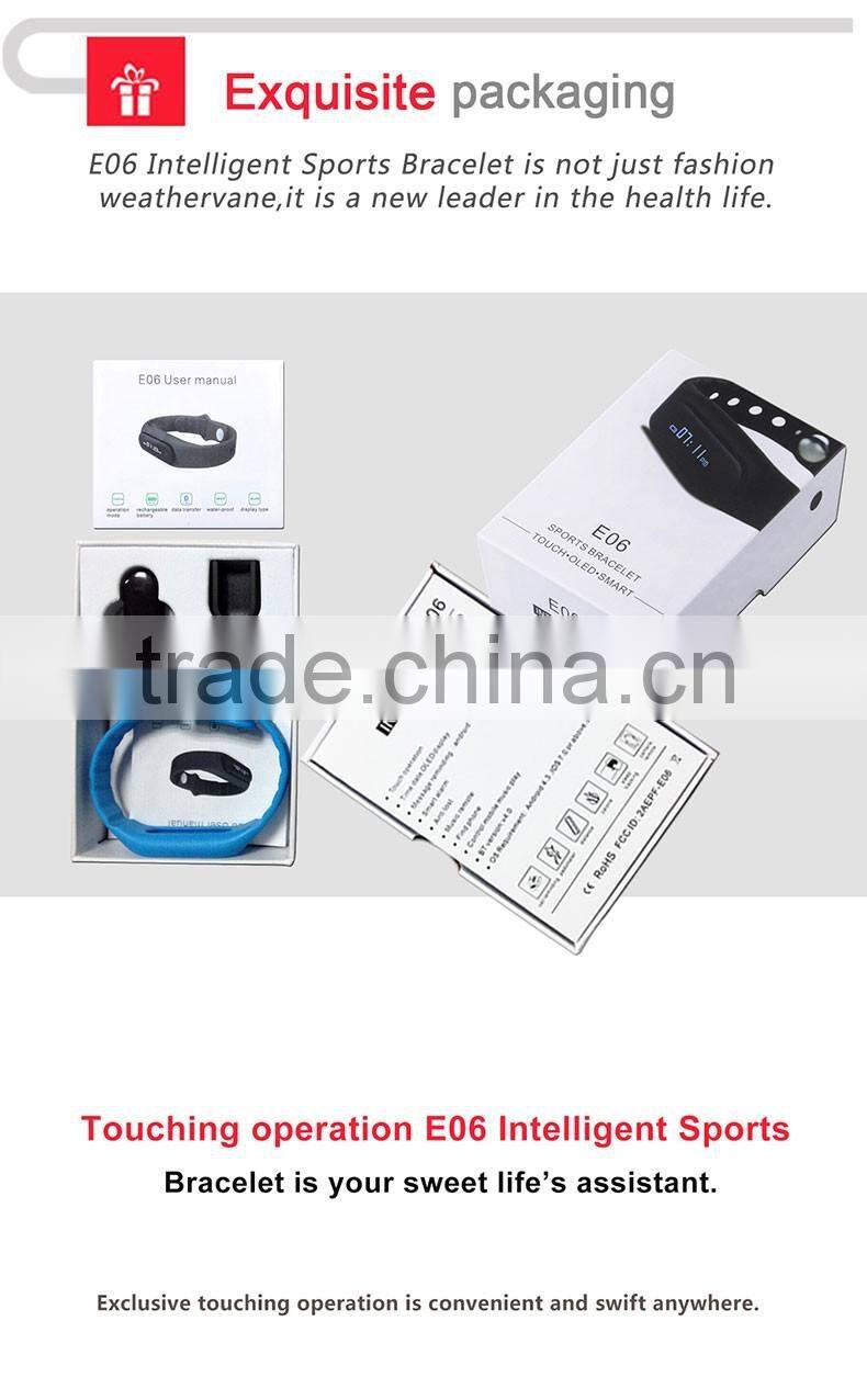 Mindary smart wristband bluetooth with OLED Touch Screen Waterproof IP67 e06 smart bracelet