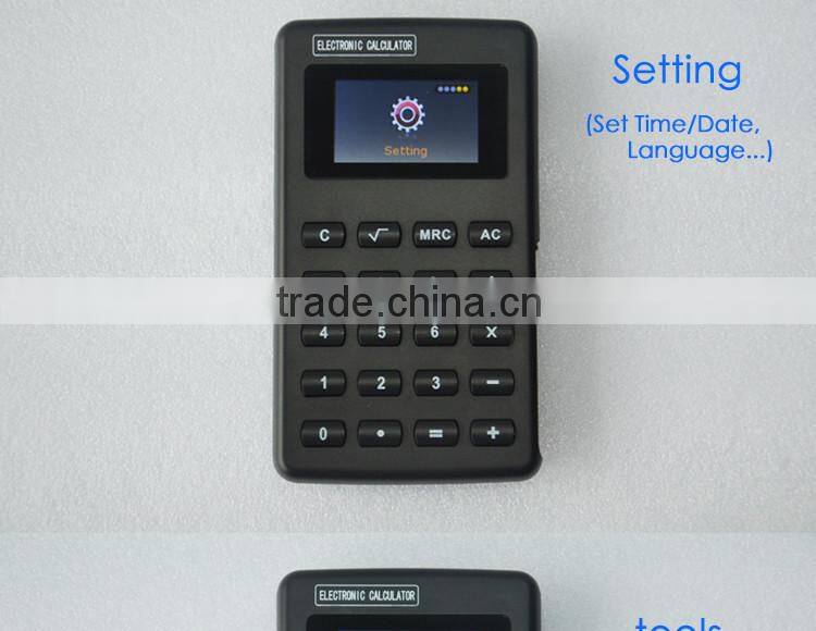 Magic Calculator with MP4 function has eBook, Photo, Music, Video, Recorder, FM Radio, Emergency Button to back to Calculator