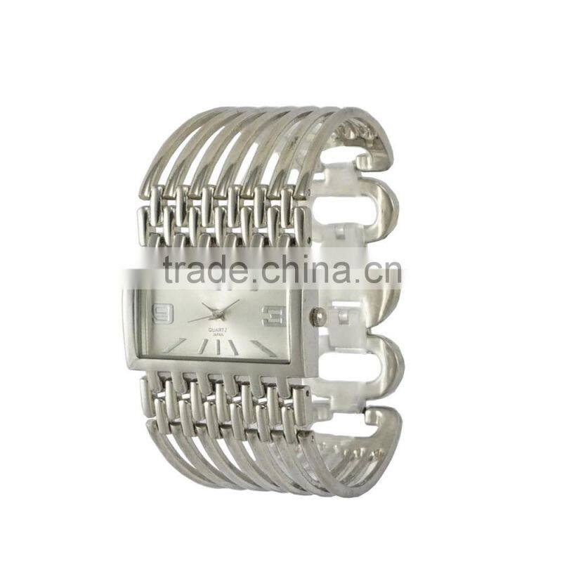 New models Exclusive design square case big bracelet band watch stainless steel back women