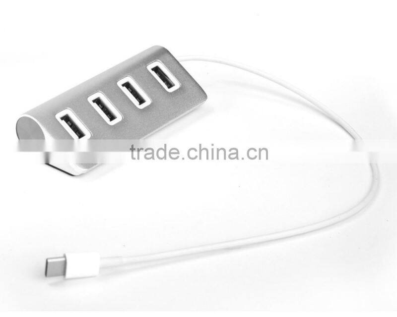 Good for gifts! Aluminium casing 4 port type c hub change to usb 2.0 hub for Macbook with LED indicators