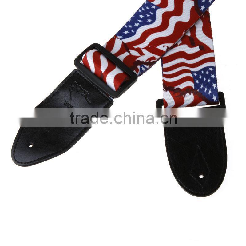 Adjustable Buckle Electric Guitar Acoustic Strap American Flag Print