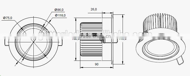 Hot Sharp cob led downlight 20w,CRI>85ra,Pf>0.95,SAA/C-Tick/CE/CB approved,5 years warranty