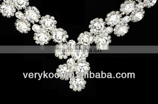 latest wholesale fashion beautiful wedding crystal bridal jewelry set