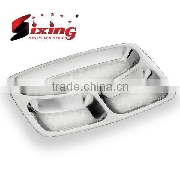 3 Lattices Stainless Steel Sectional Dinner Plate