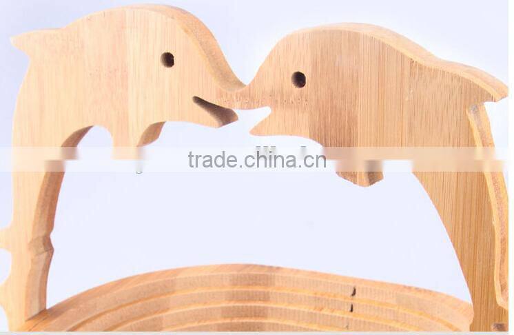 Woven Food Bread Storage Bamboo Wood Folding Fruit Picking Basket