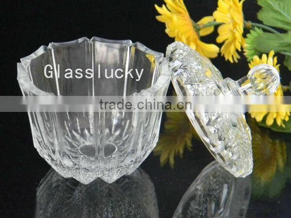 Unique design glass halloween candy bowls with glass lid wholesale