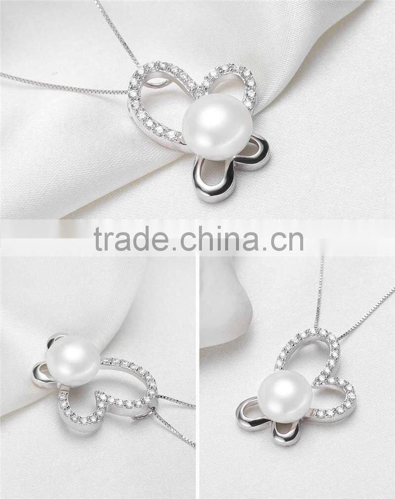 11-12mm perfect button round with silver chain freshwater fashion pearl pendant