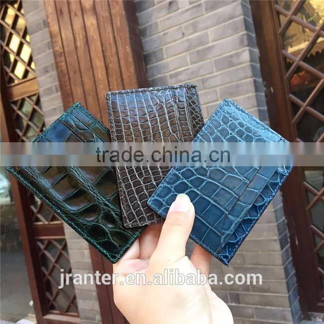 Simple design leather bank card holder customize crocodile card holder
