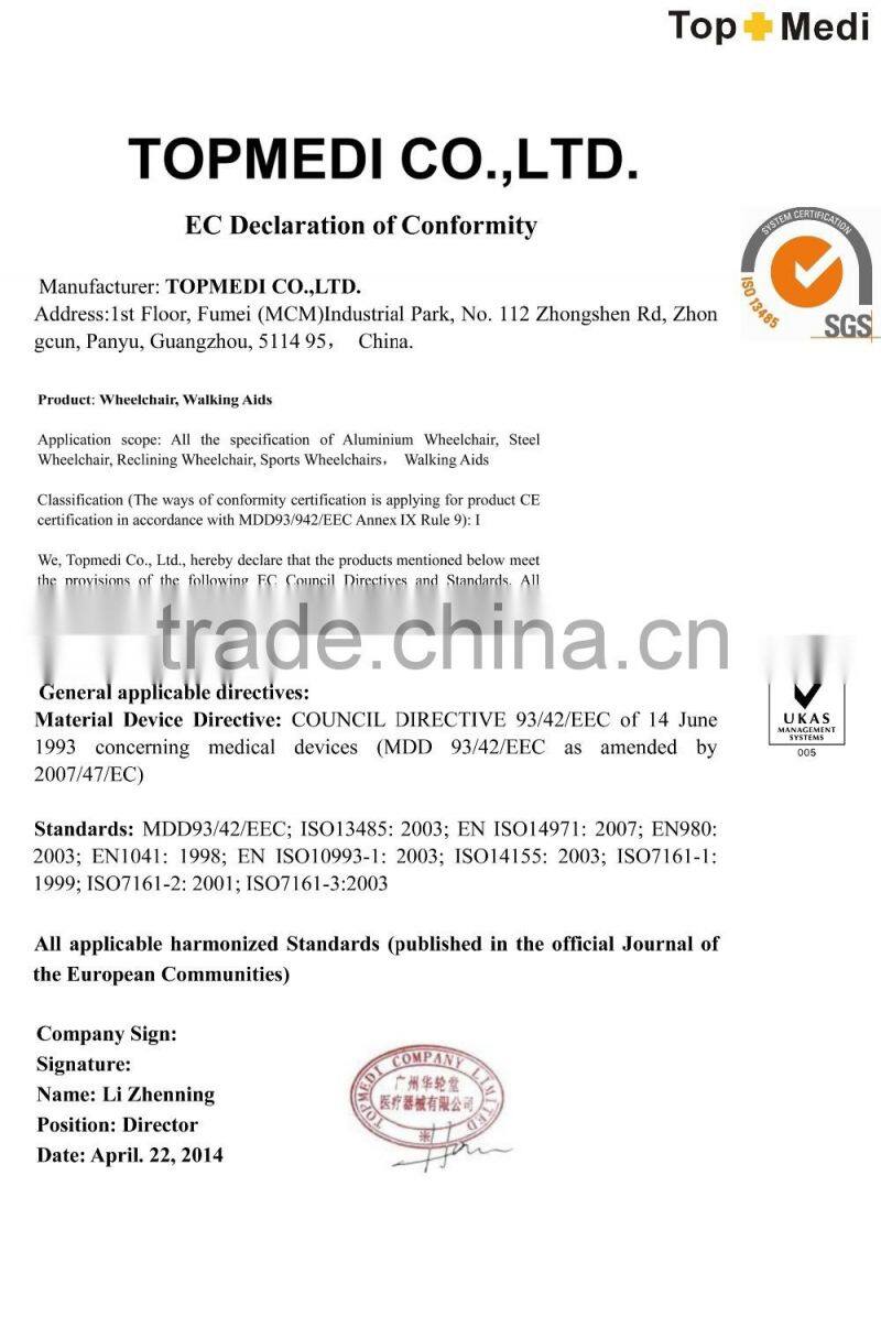 Manual lightweight Outside Handicapped Travel Wheelchair/Silla de ruedas para viaje