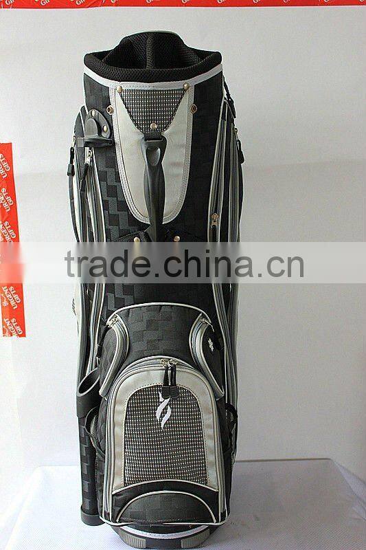 golf bag with cooler bag in the frontal and two side