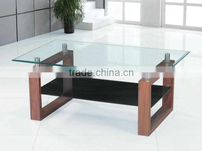 Glass Top wooden Base Coffee Table