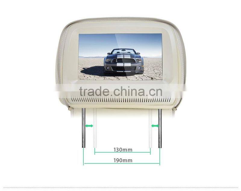 9 inch Touch screen car headrest dvd player with leather zipper,USB,SD,FM,IR audio