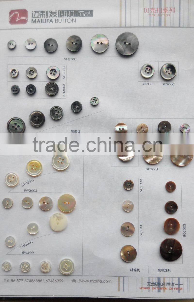 2 Holes 4 Holes High End Natural Black& White Mother of Pearl Mens Shirt Buttons