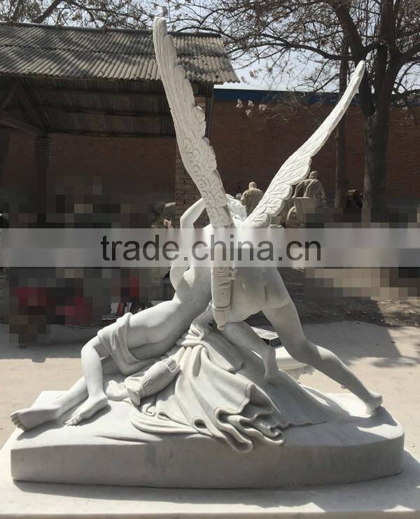White Marble Carved Cupid and Psyche Statue