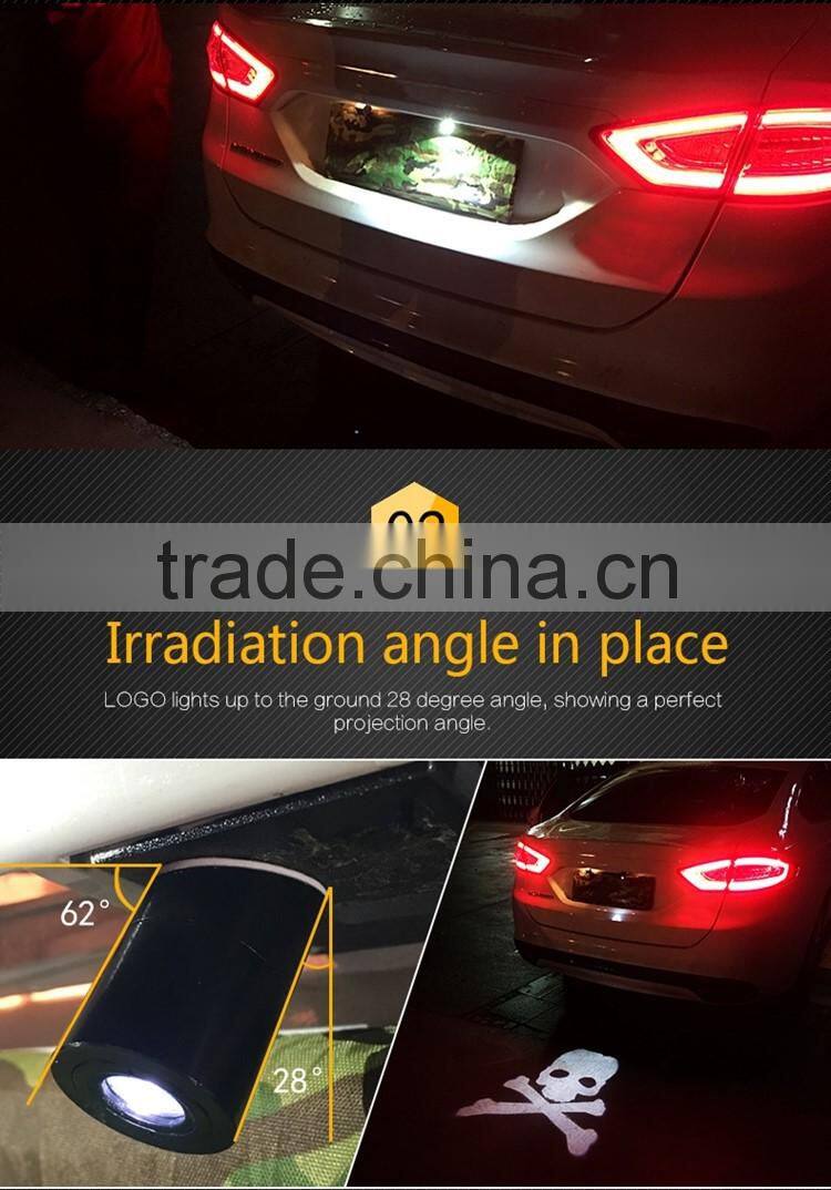 Red Car Led Laser Fog Light Rear Anti-Collision Brake Tail lights Warning Lamp logo brake light