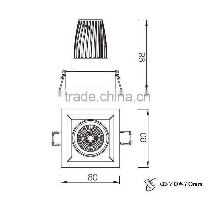 Anti-glare design 4W 7W 10w recessed cob led square downlight BW8210