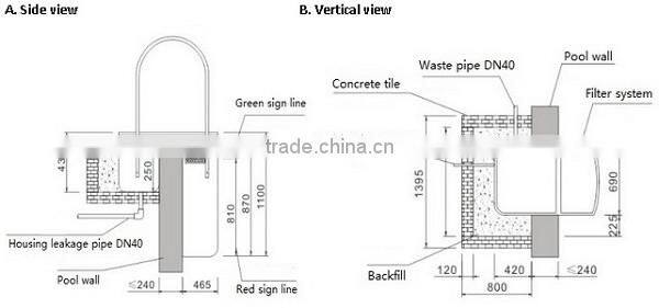 PIKES Pipeless Pool Filter, Integrated Pool Filter, Swimming Pool Filter Pump PK8028