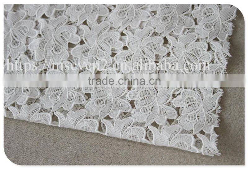 High quality allover embroidery flower water soluble korea lace fabric wholesale