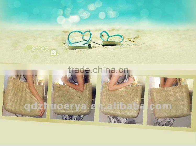Colorful sea grass handbag of pure straw in summer--1