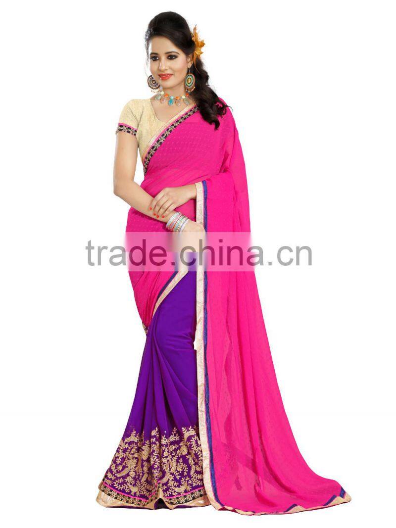 New Pink and blue color weightless saree
