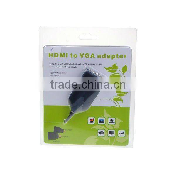 For HDTV HDMI to VGA Converter Adapter w/ Audio Cable 1080p Black
