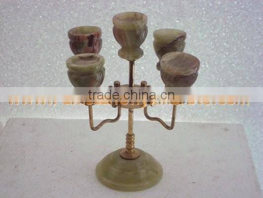 NATURAL 2017 New Items ONYX CANDLE HOLDERS STANDS BRASS WORK