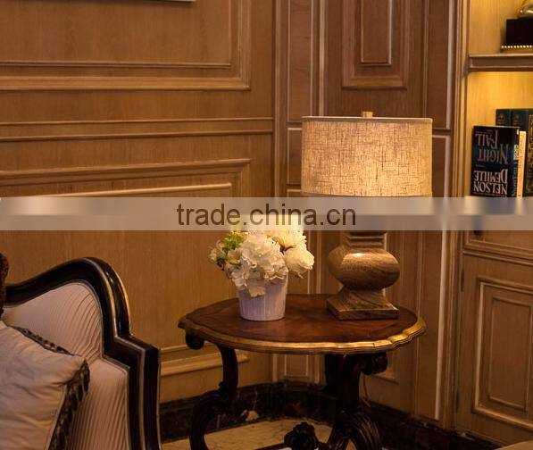 Imported marble carving lampbody fabric lampshade bedroom table lamp